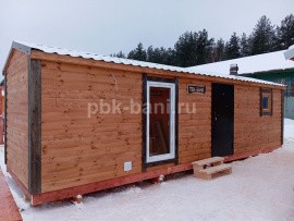 Мобильная баня из бруса «Кристина» 8х2.25 м с доставкой в Ленинградскую область