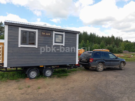 Мобильная каркасная баня на колесах 4х2.25 Анисия с доставкой в Новгородскую обл.