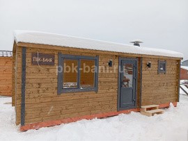 Баня из бруса в чашу «Мальвина» 7х2.4 м с доставкой в Ленинградскую область